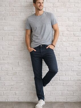 Aeropostale Men's Slim Straight Jeans in Dark Indigo Chino Pants